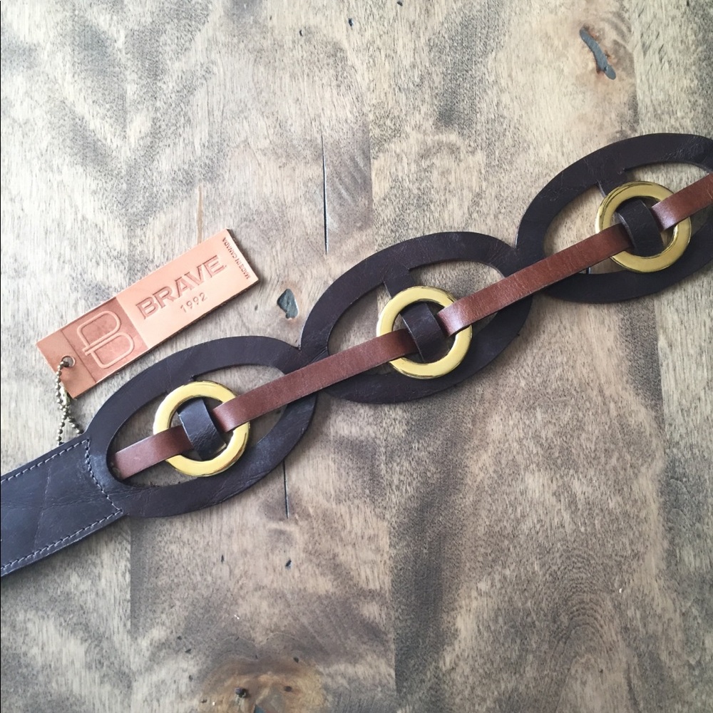 Belt Brave genuine brown & gold 30